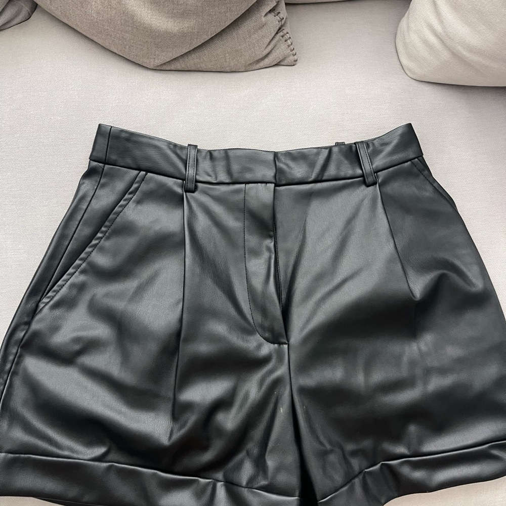 Black Leather Women Shorts